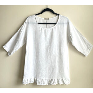 Lungo L'arno Linen Shirt Medium Made in Italy 3/4 Sleeve